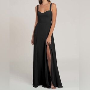 NWT Jenny Yoo Harris Dress Chiffon A Line Black Size 8